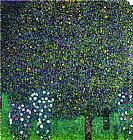 Gustav Klimt Canvas Paintings - Roses Under the Trees, circa 1905